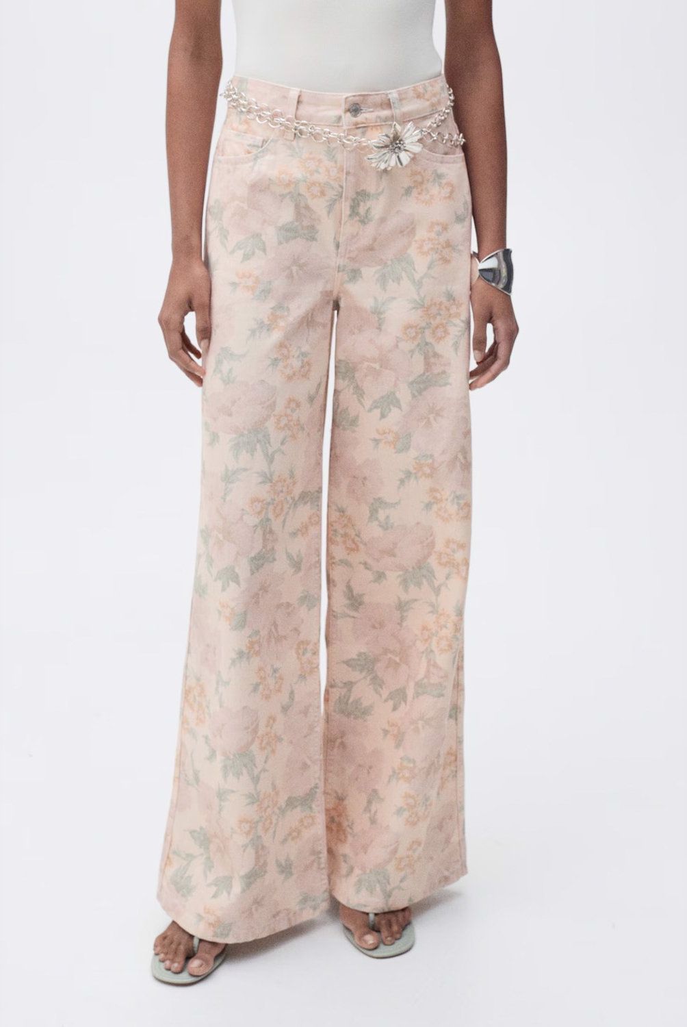MANGO - Jeans Wideleg Estampado Floral Mango Mujer