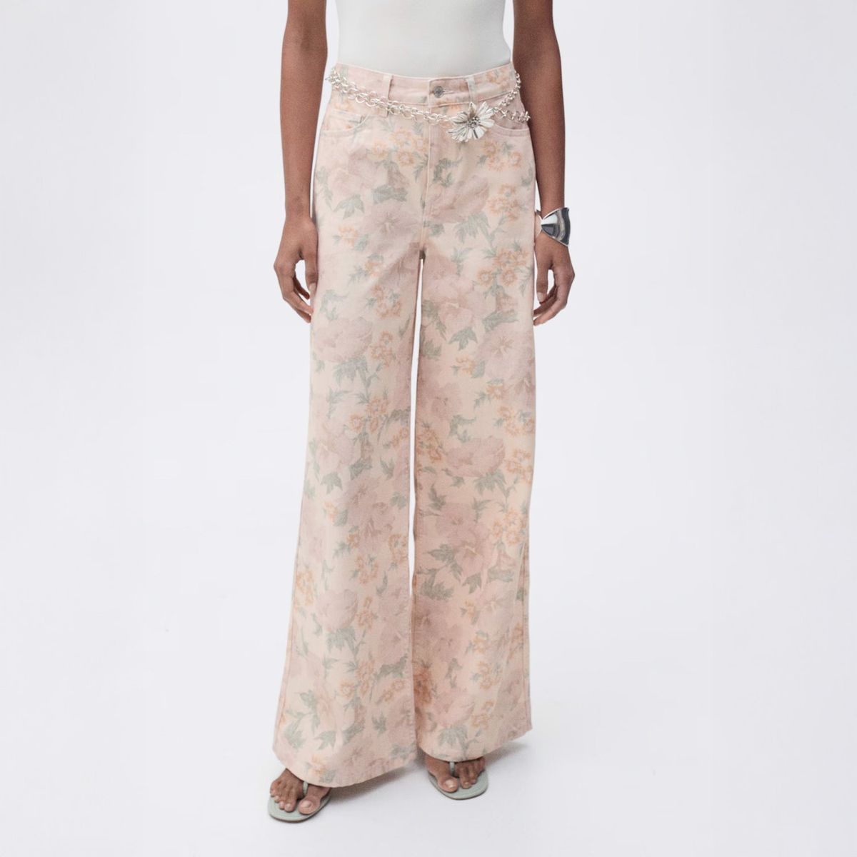 MANGO - Jeans Wideleg Estampado Floral Mujer Mango