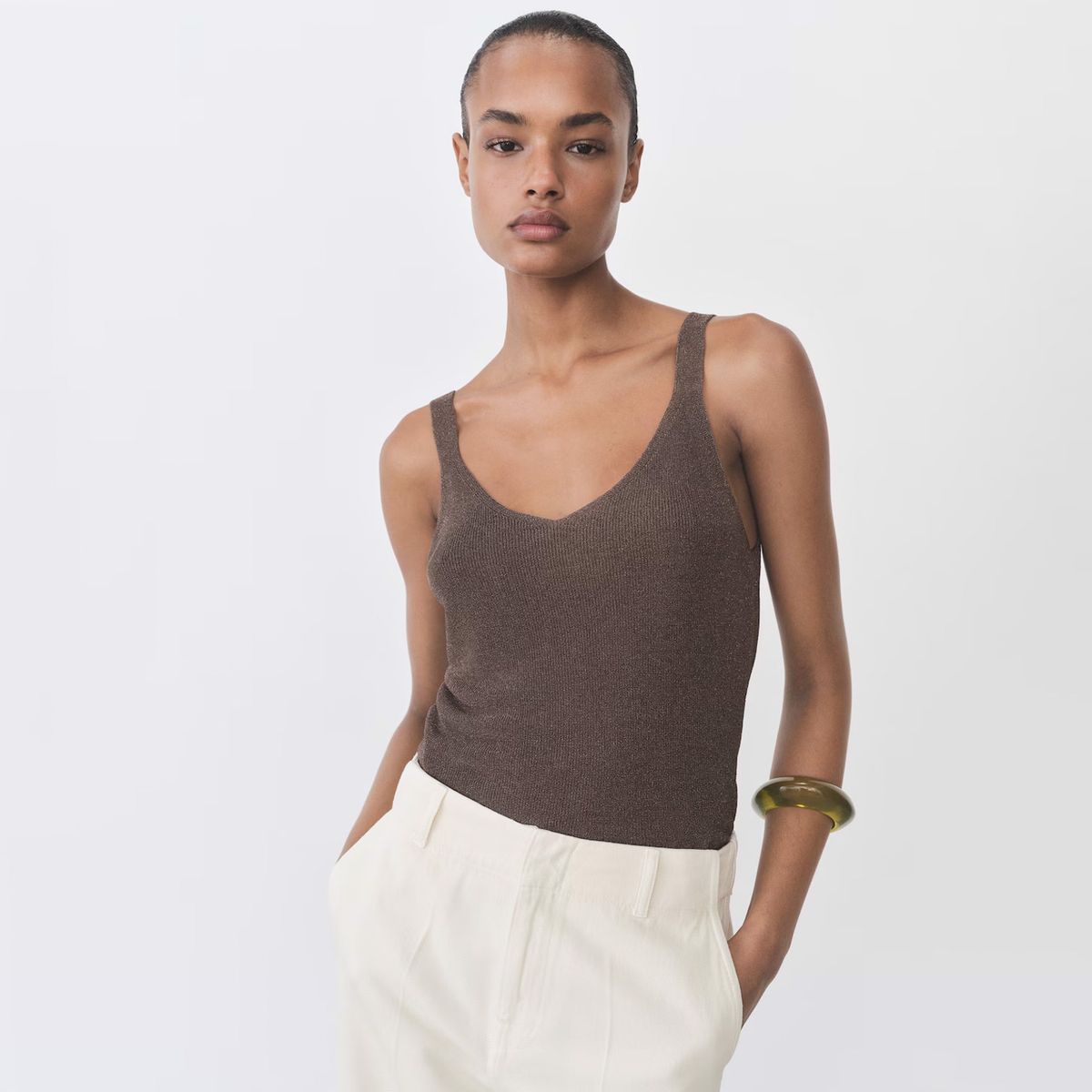 MANGO - Top Punto Lúrex Mujer Mango