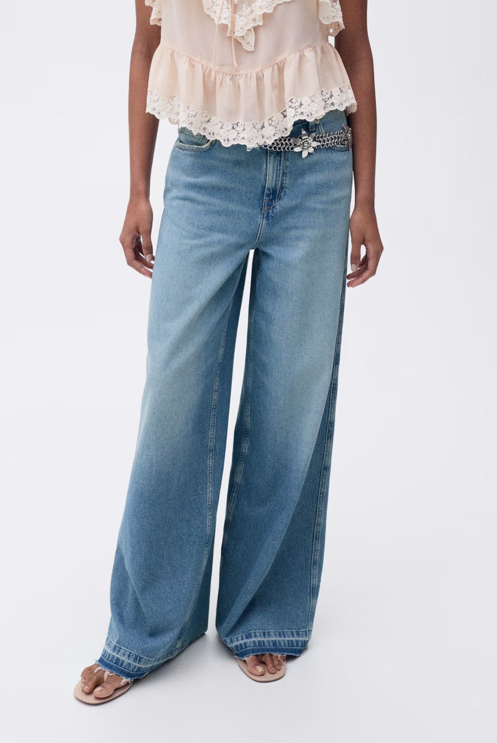 MANGO - Jeans Wideleg Bajo Deshilachado Mujer Mango