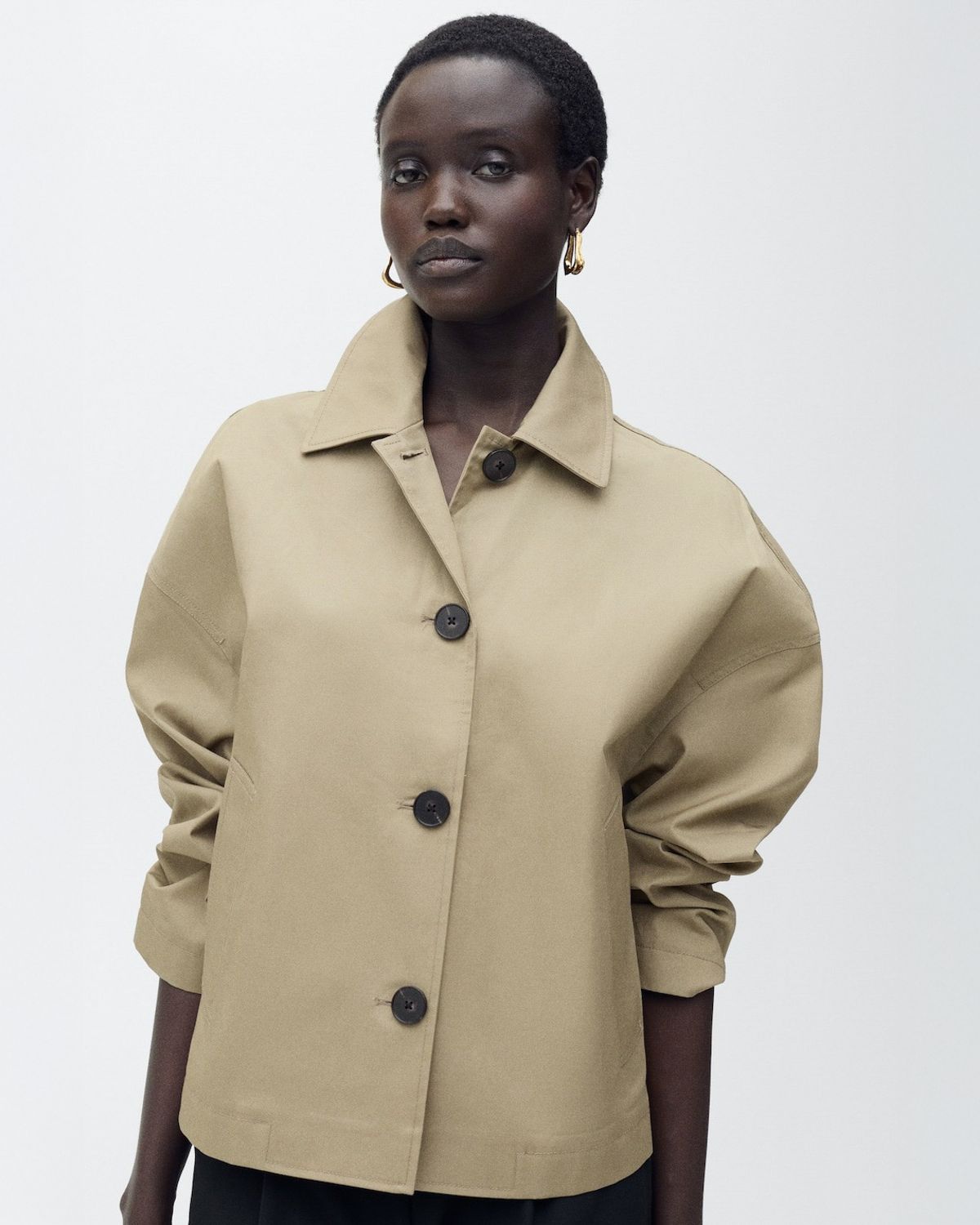 Chaquetas Mango Ropa De Mujer MANGO Chaqueta Algodón Recta Botones