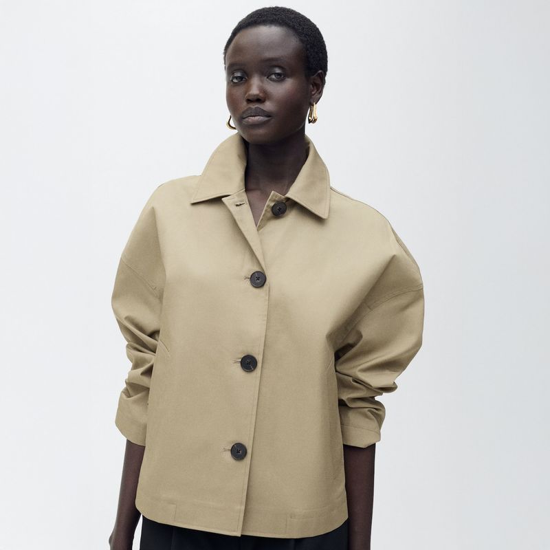 MANGO - Chaqueta Algodón Recta Botones Mujer Mango