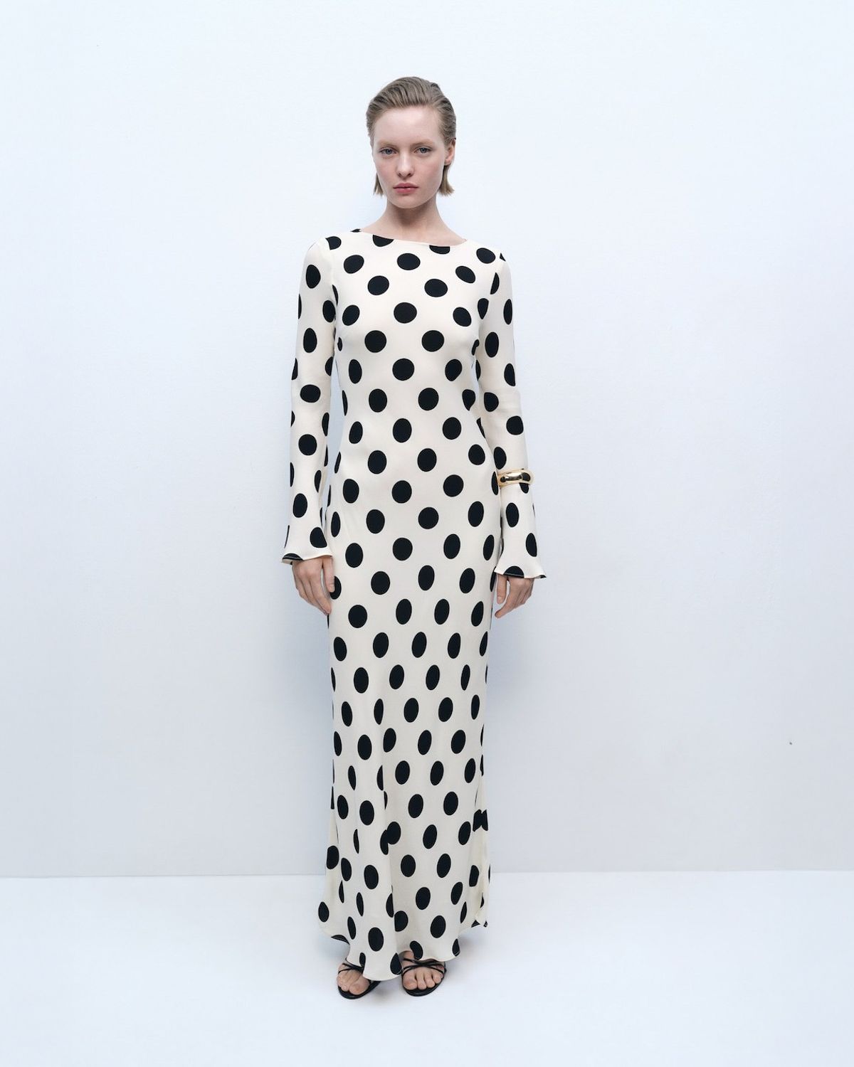 MANGO Vestido Topos Manga Acampanada Mujer Mango