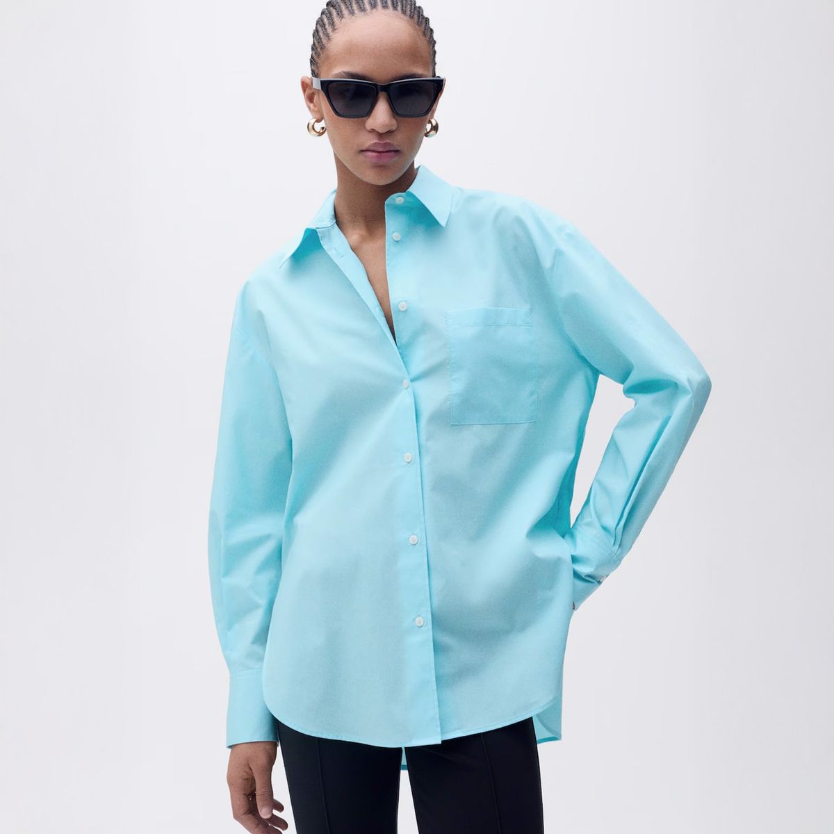 MANGO - Blusa Popelín Oversize Mujer Mango