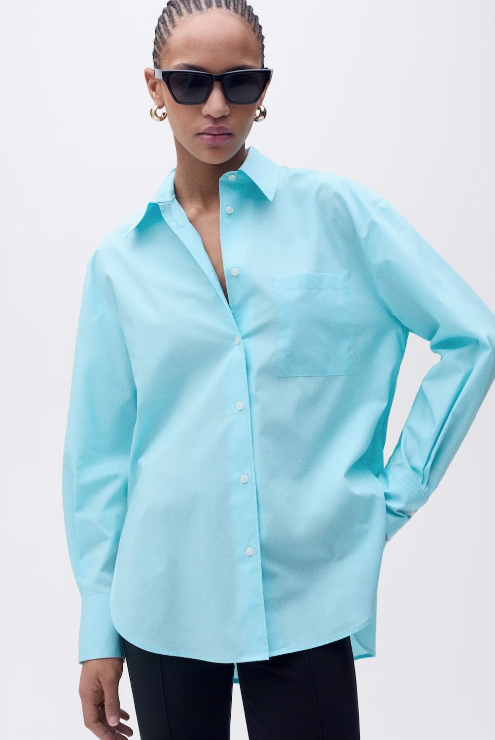 MANGO - Blusa Popelín Oversize Mujer Mango