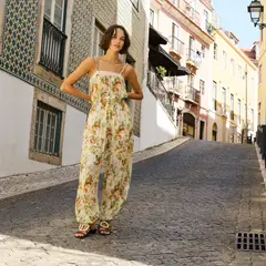 MANGO - Mono Largo Floral Bajo Abullonado Mujer