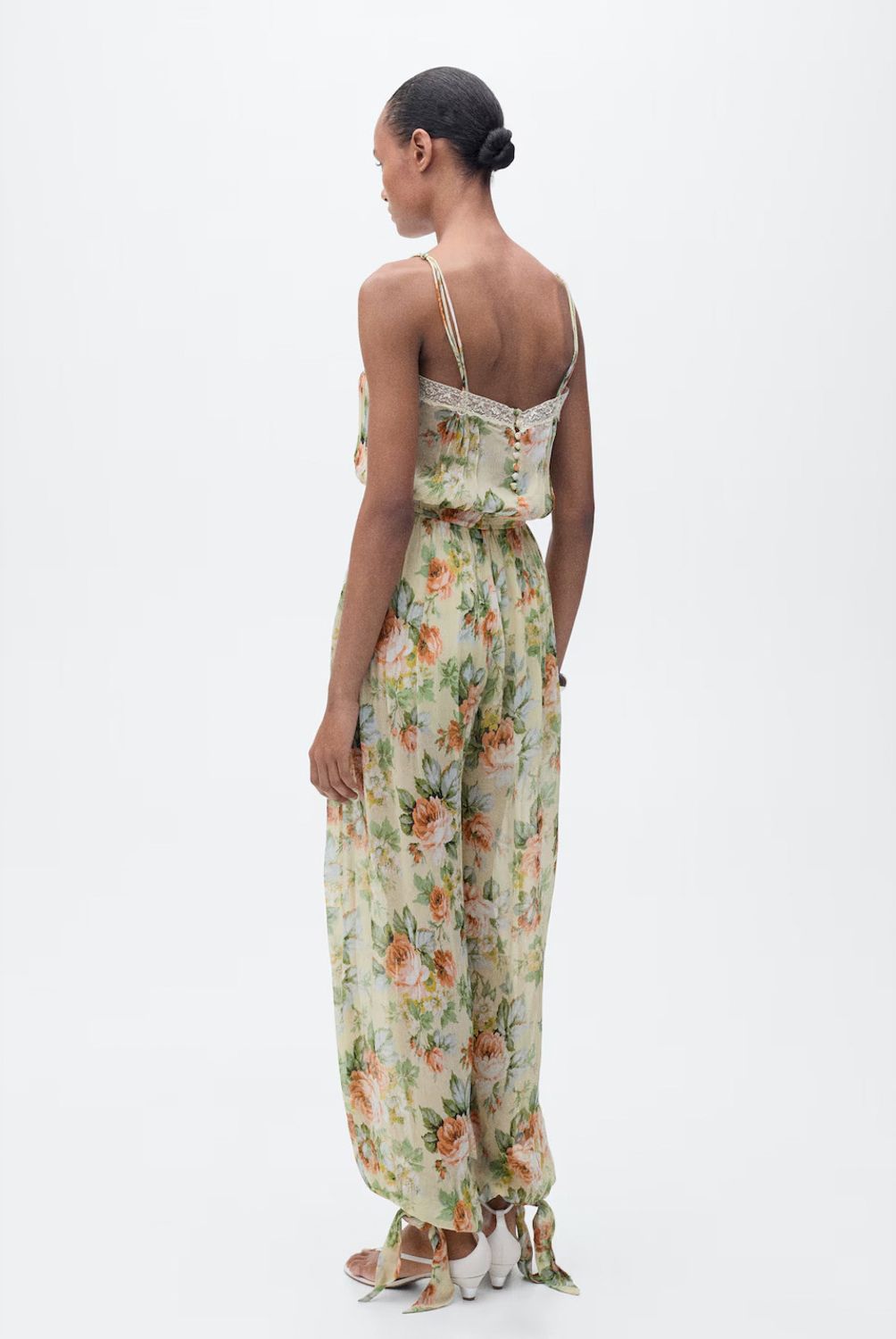 MANGO - Mono Largo Floral Bajo Abullonado Mujer Mango