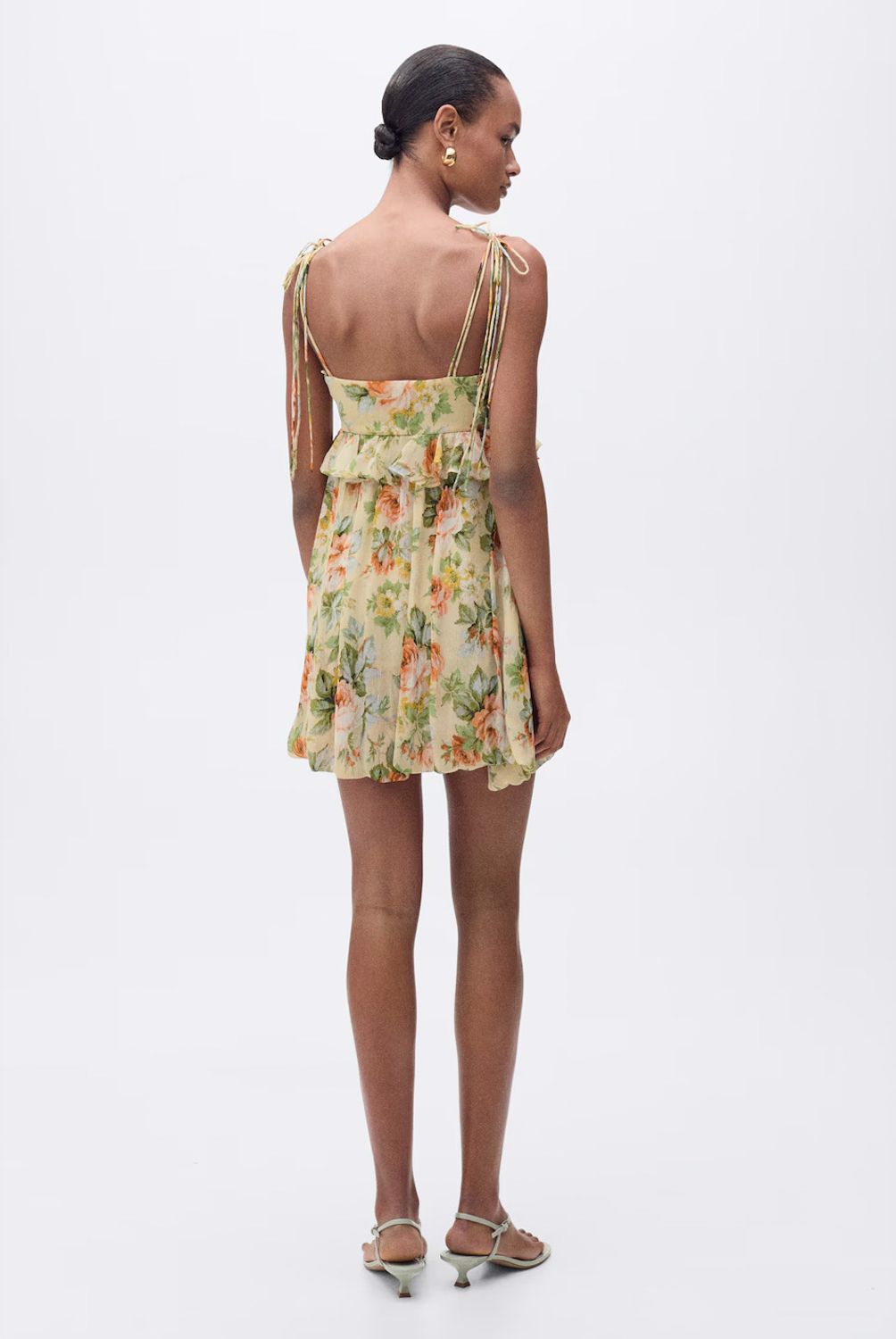 MANGO - Vestido Corto Floral Detalle Volante Mujer Mango