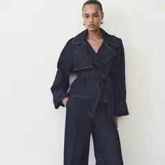 MANGO - Trench Corto Vaquero Cinturón Mujer