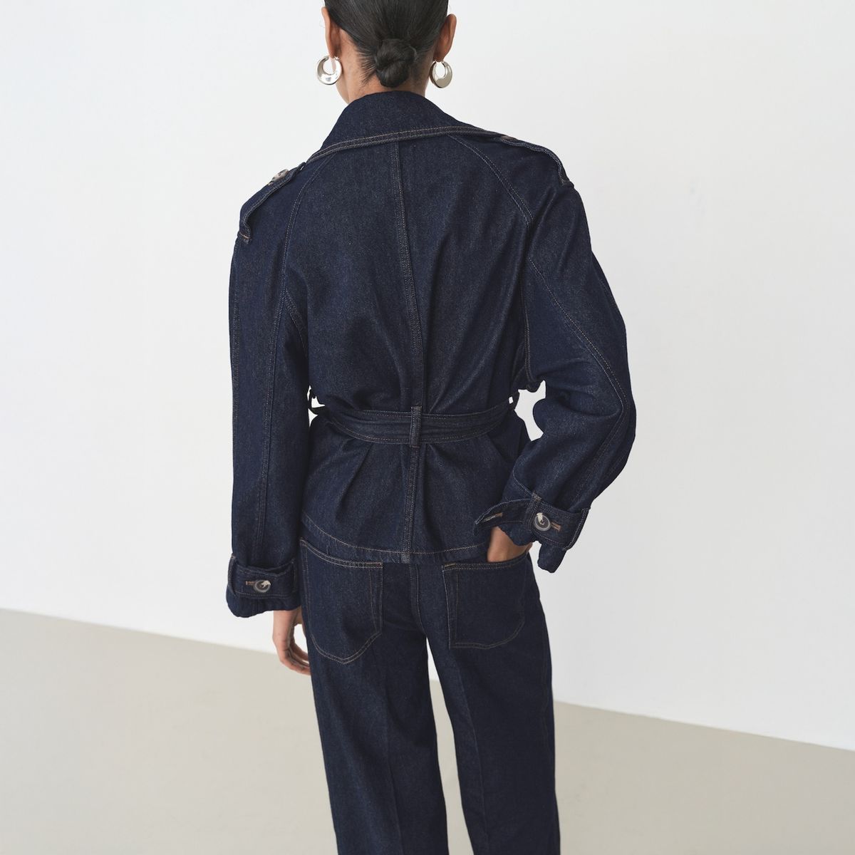 MANGO - Trench Corto Vaquero Cinturón Mujer Mango