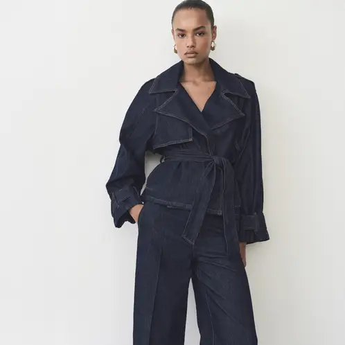 MANGO - Trench Corto Vaquero Cinturón Mujer
