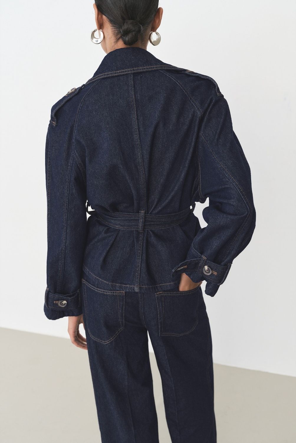 MANGO - Trench Corto Vaquero Cinturón Mujer Mango