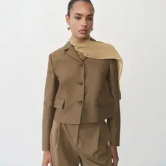 MANGO - Blazer Crop Mezcla Lino Mujer