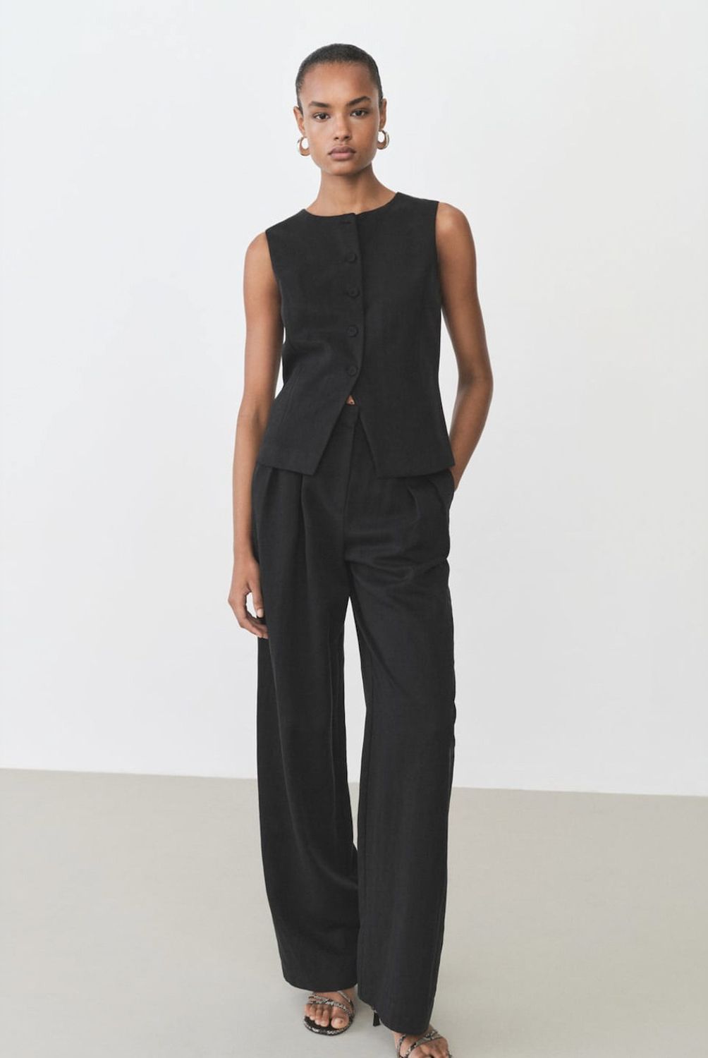 MANGO - Chaleco Traje Recto Lyocell Mujer Mango