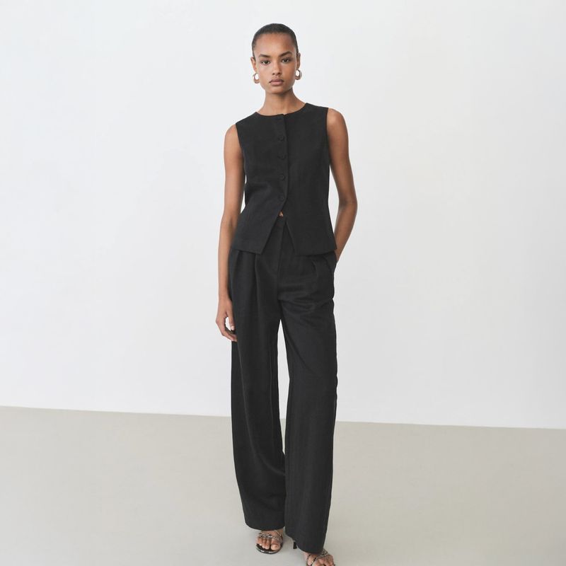 MANGO - Chaleco Traje Recto Lyocell Mujer Mango
