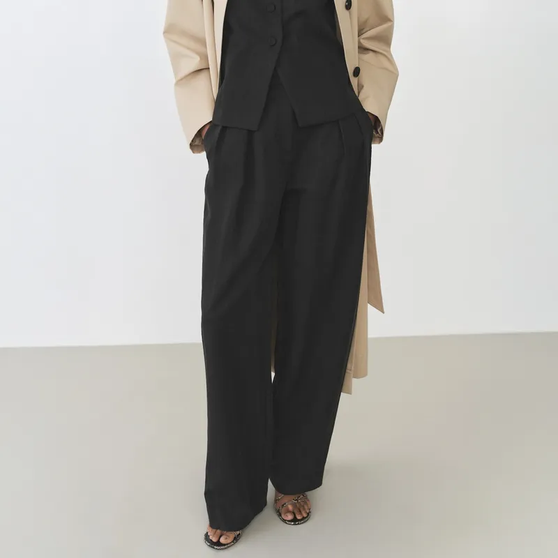 MANGO - Pantalón Recto Traje Lyocell Mujer Mango