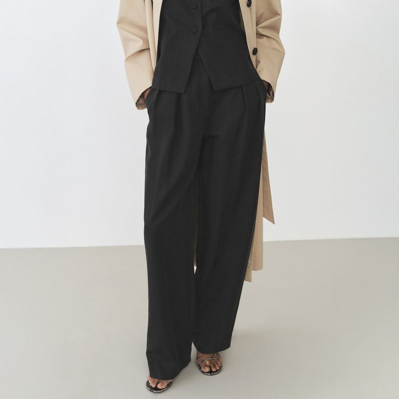 MANGO - Pantalón Recto Traje Lyocell Mujer Mango