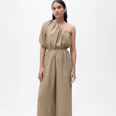 MANGO - Enterito Largo Cuello Asimétrico Fruncido Mujer