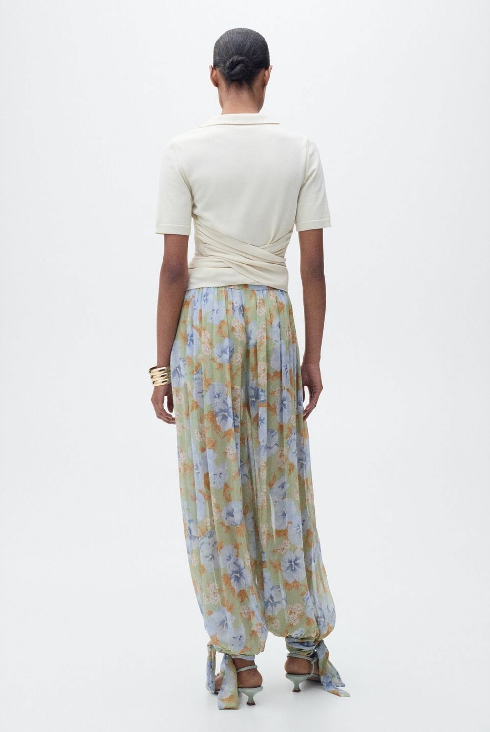 MANGO - Pantalón Globo Estampado Floral Mujer Mango