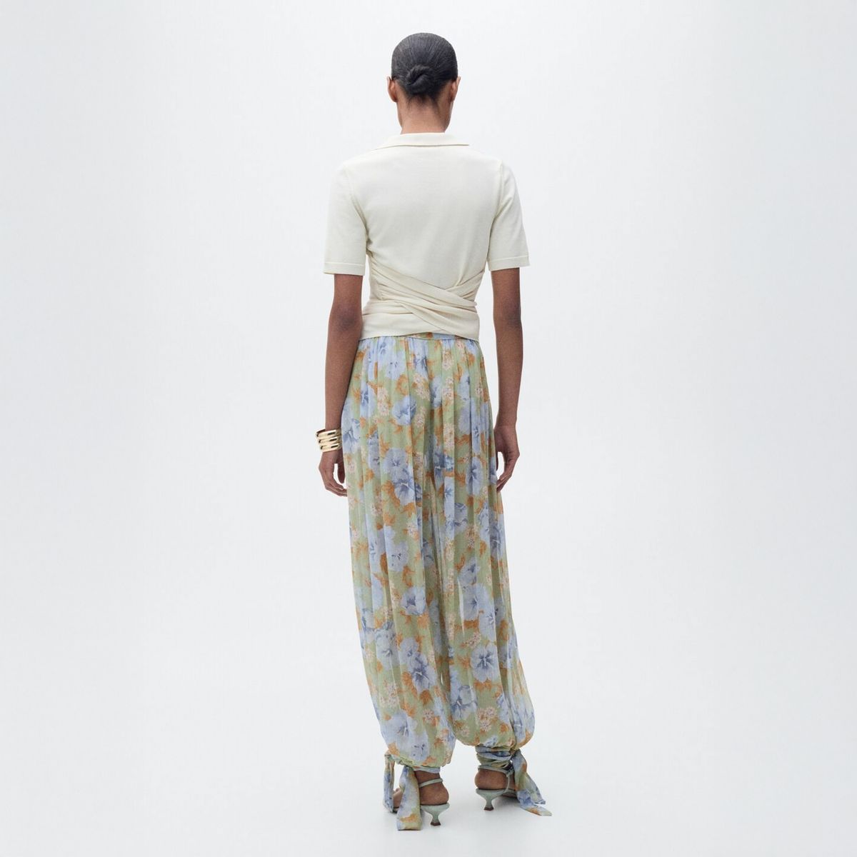 MANGO - Pantalón Globo Estampado Floral Mujer Mango