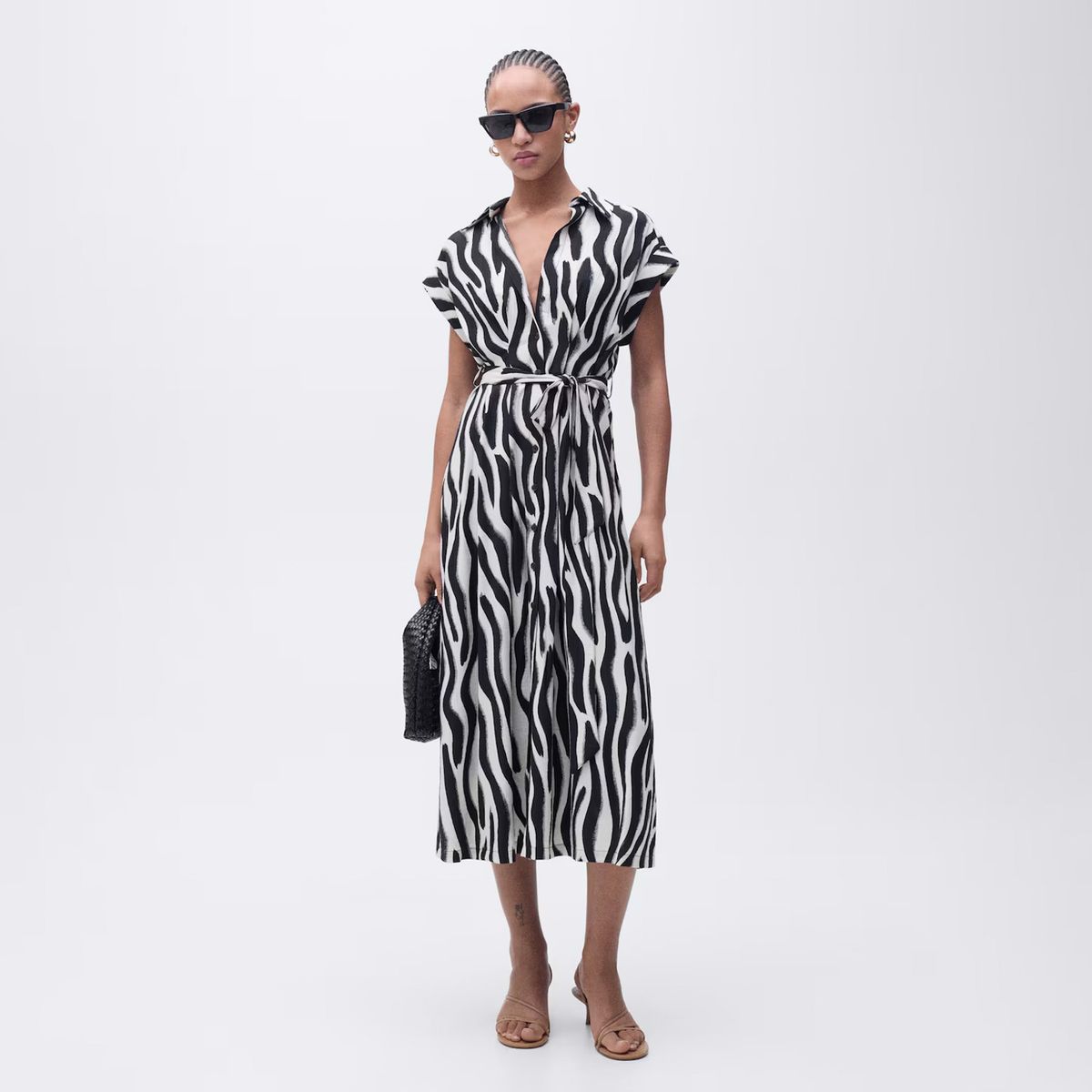 MANGO - Vestido Camisero Cebra Mujer Mango