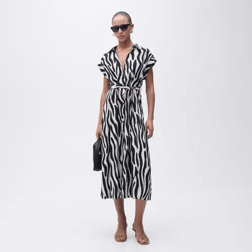 MANGO - Vestido Camisero Cebra Mujer