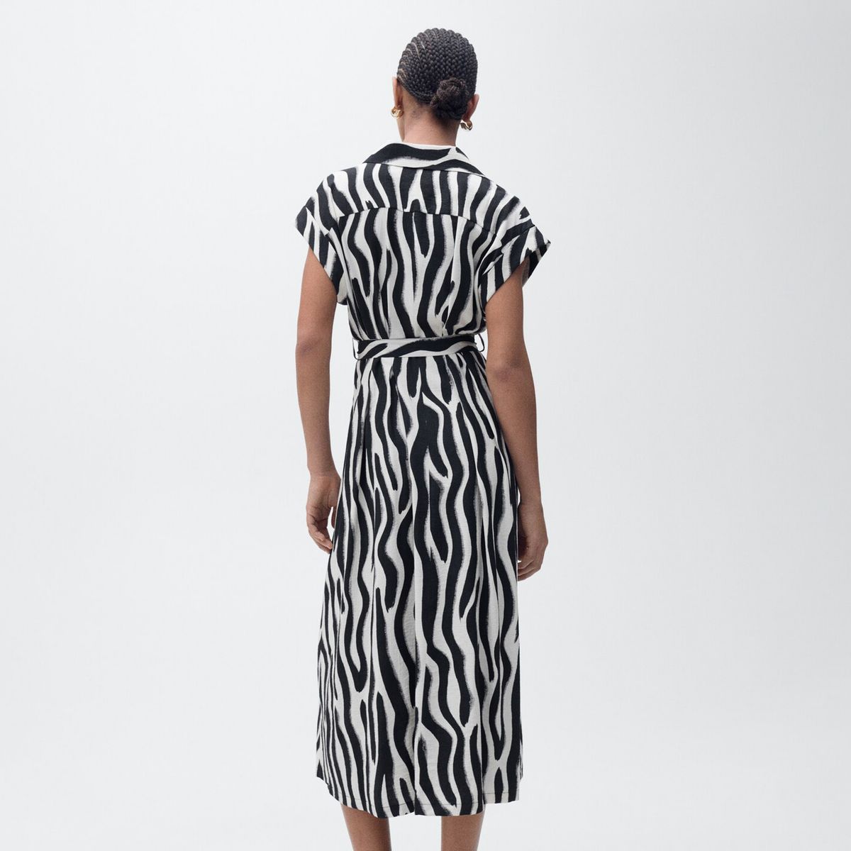 MANGO - Vestido Camisero Cebra Mujer Mango