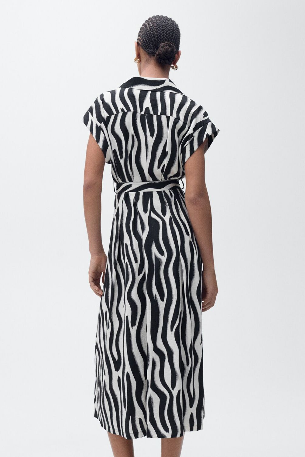 MANGO - Vestido Camisero Cebra Mujer Mango