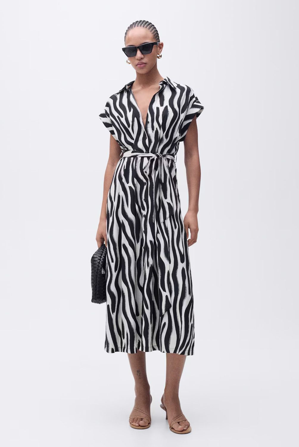 MANGO - Vestido Camisero Cebra Mujer Mango