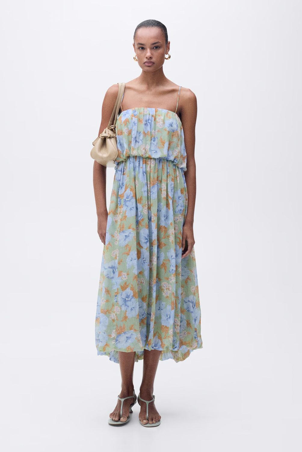 MANGO - Vestido Floral Cintura Fruncida Mujer Mango