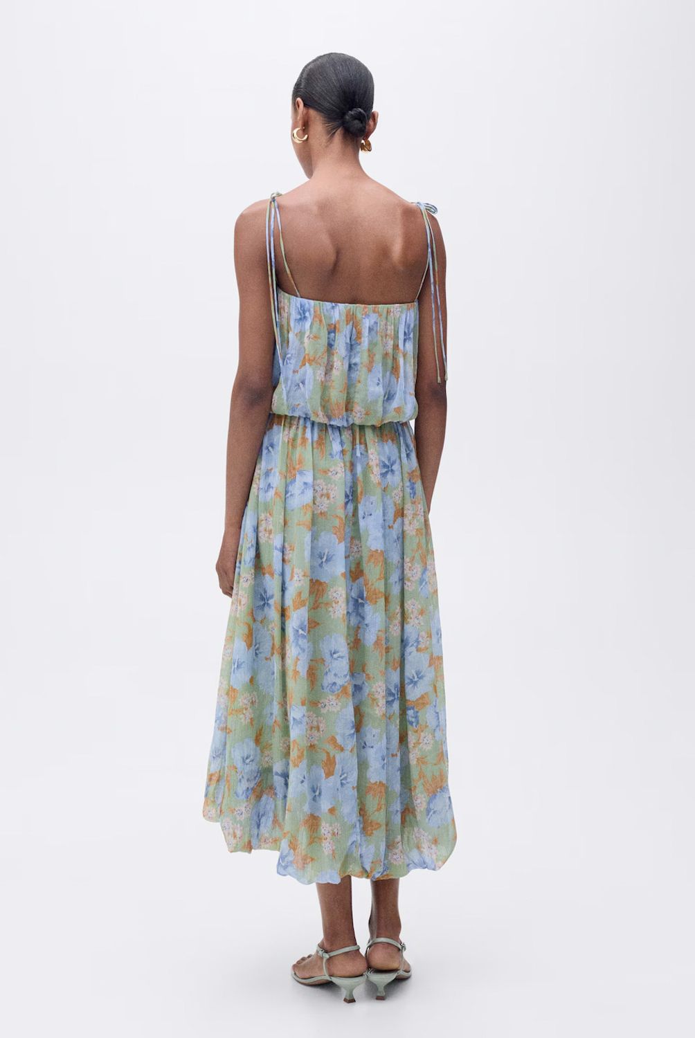 MANGO - Vestido Floral Cintura Fruncida Mujer Mango
