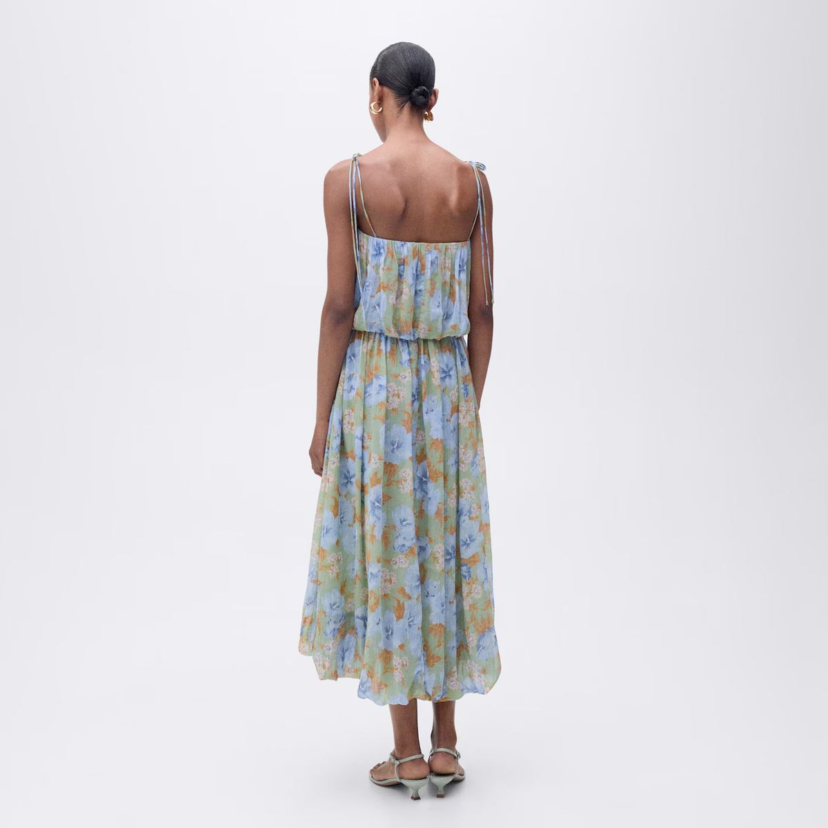 MANGO - Vestido Floral Cintura Fruncida Mujer Mango