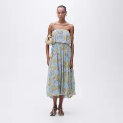 MANGO - Vestido Floral Cintura Fruncida Mujer