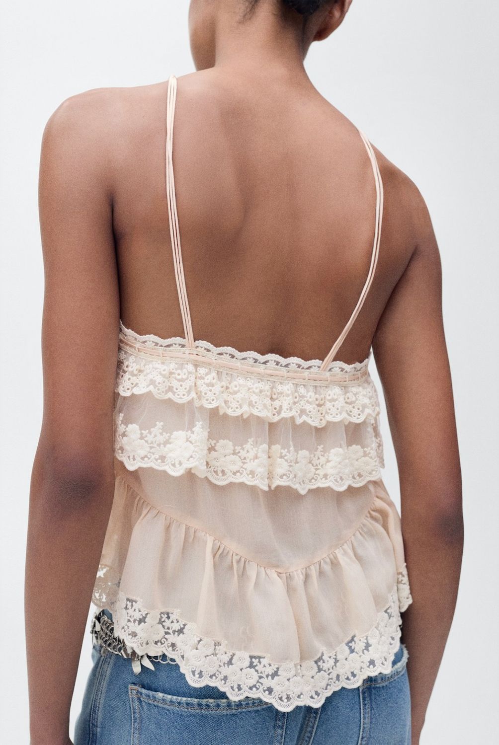 MANGO - Top Volantes Detalle Encaje Mujer Mango