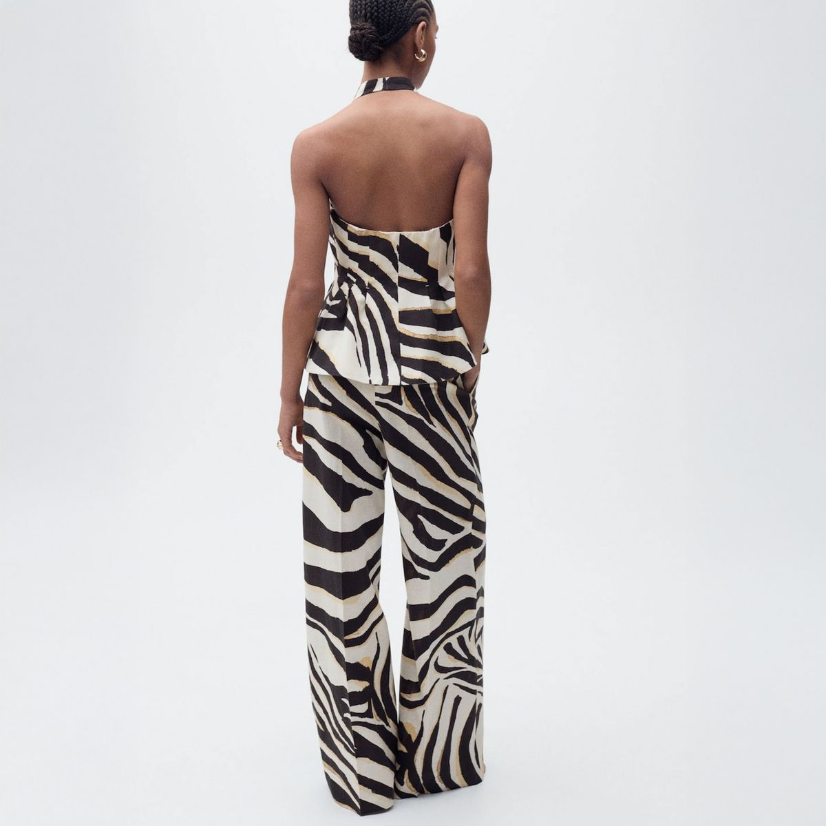 MANGO - Chaleco Halter Lino Cebra Mujer Mango