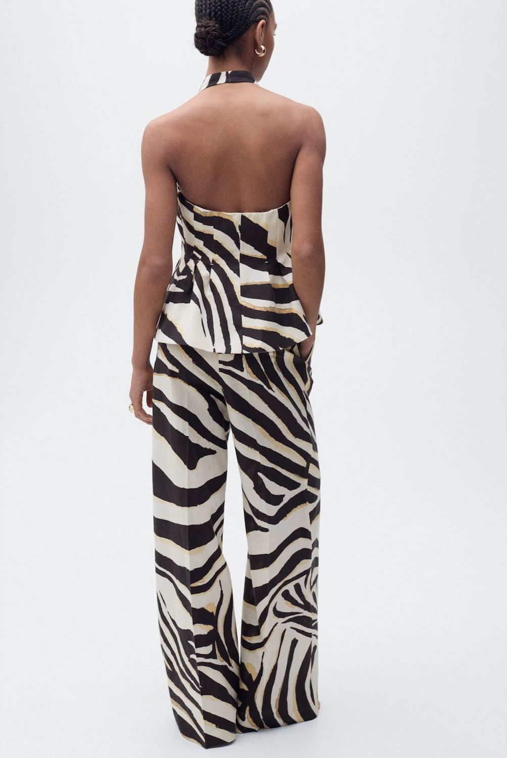 MANGO - Chaleco Halter Lino Cebra Mujer Mango