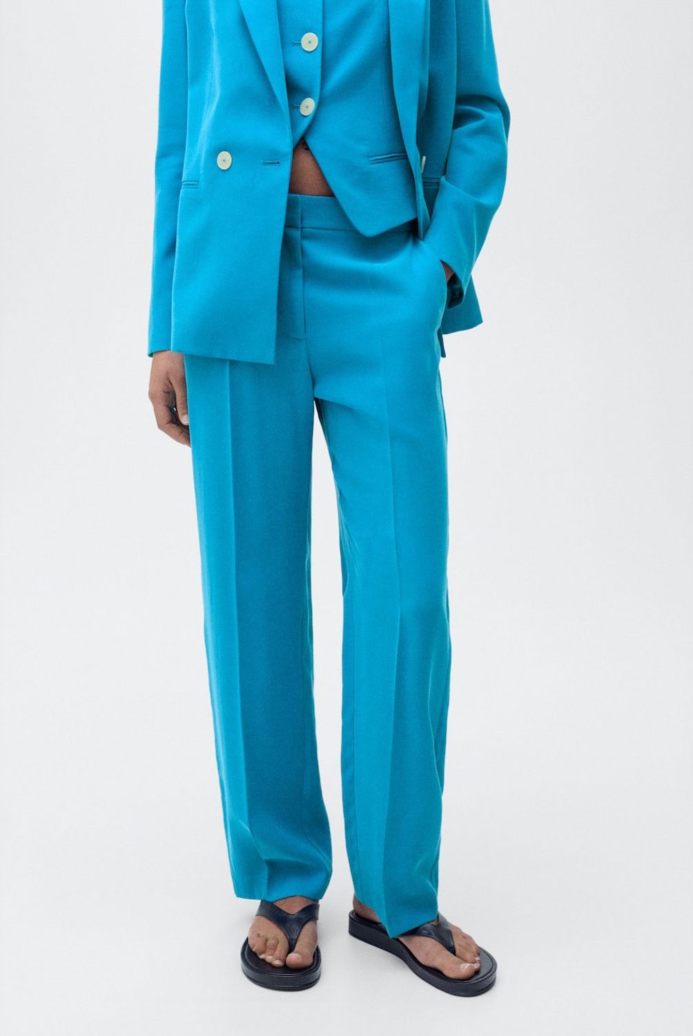 MANGO - Pantalón Recto Traje Mango Mujer