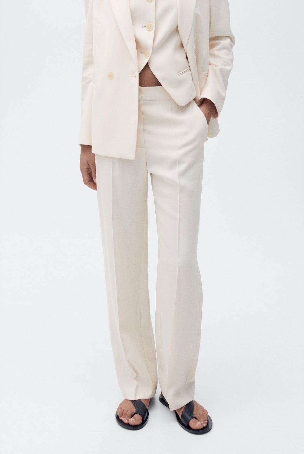 MANGO - Pantalón Recto Traje Mango Mujer
