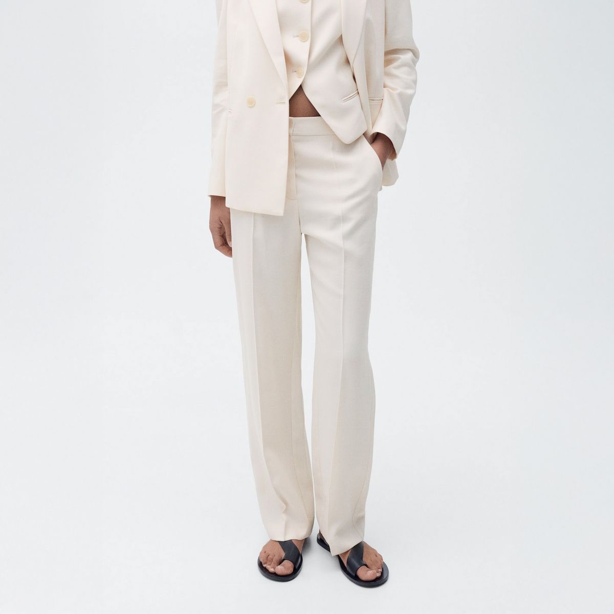 MANGO - Pantalón Recto Traje Mujer  Mango