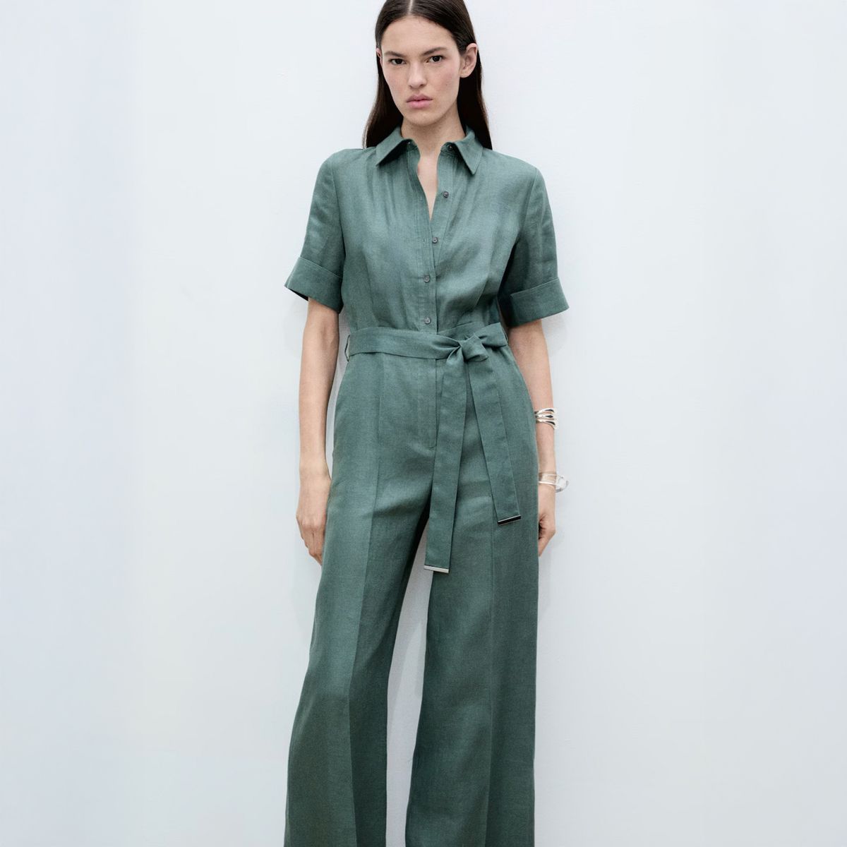 MANGO - Enterito Camisero Lino Mujer Mango