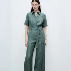 MANGO - Enterito Camisero Lino Mujer