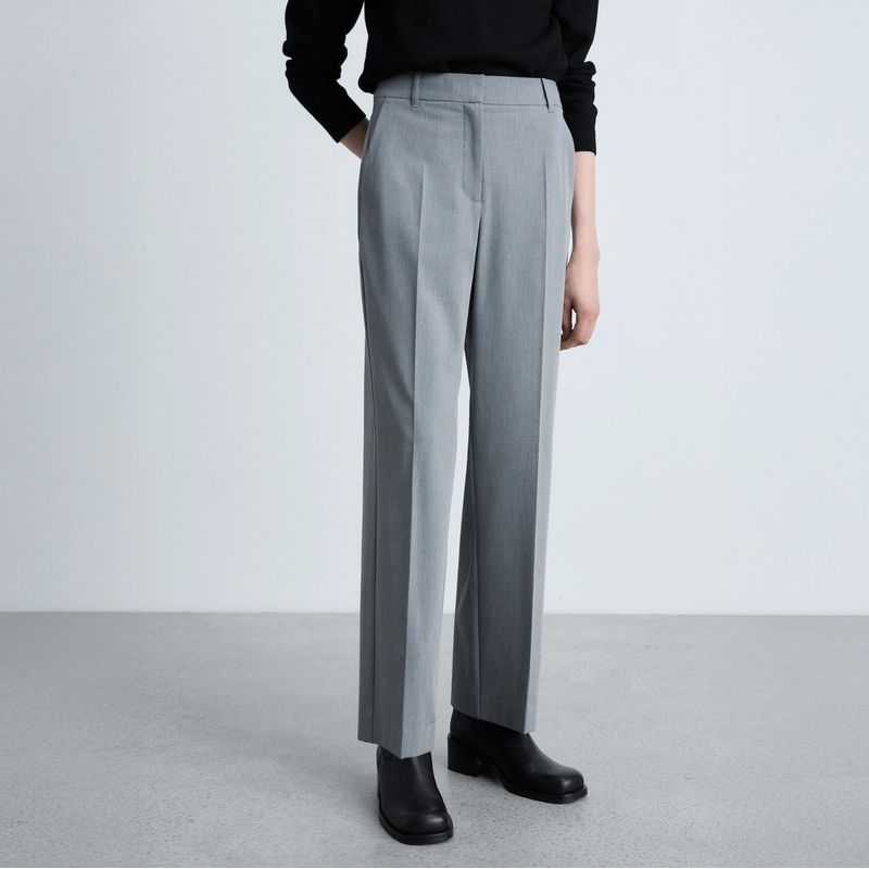 MANGO - Pantalón Recto Tiro Medio Mujer Mango