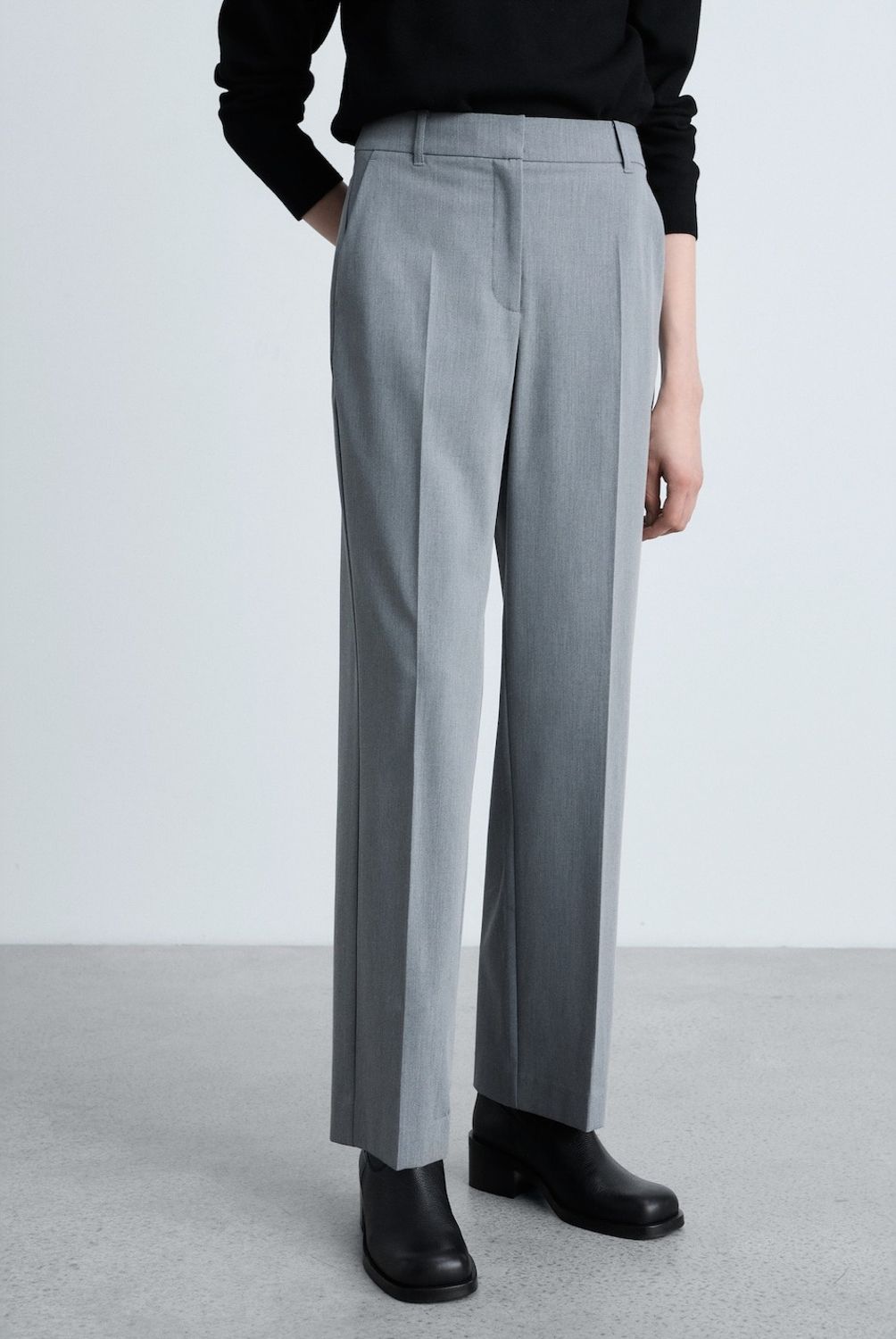 MANGO - Pantalón Recto Tiro Medio Mango Mujer