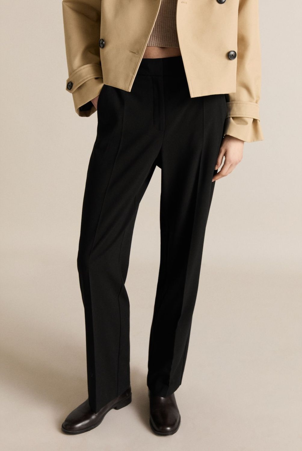 MANGO - Pantalón Recto Tiro Medio Mango Mujer