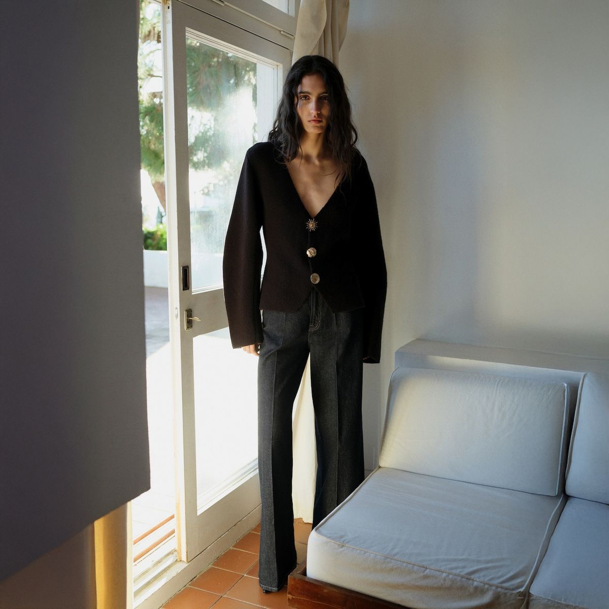 MANGO - Jeans Wideleg Tiro Alto Rinse Wash Mujer Mango