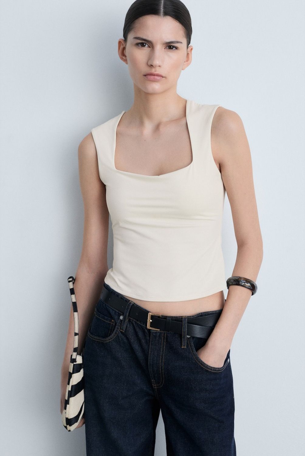 MANGO - Top Tirantes Escote Cuadrado Mujer Mango