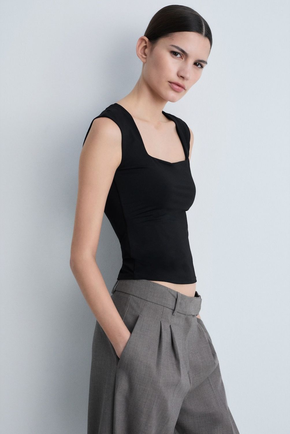 MANGO - Top Tirantes Escote Cuadrado Mujer Mango