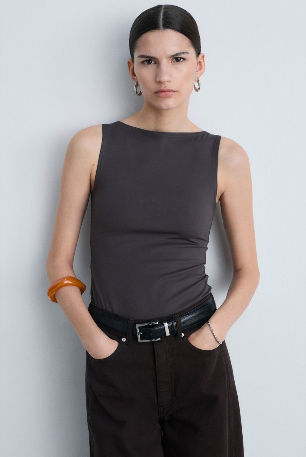 MANGO - Top Tirantes Cuello Barco Mujer Mango