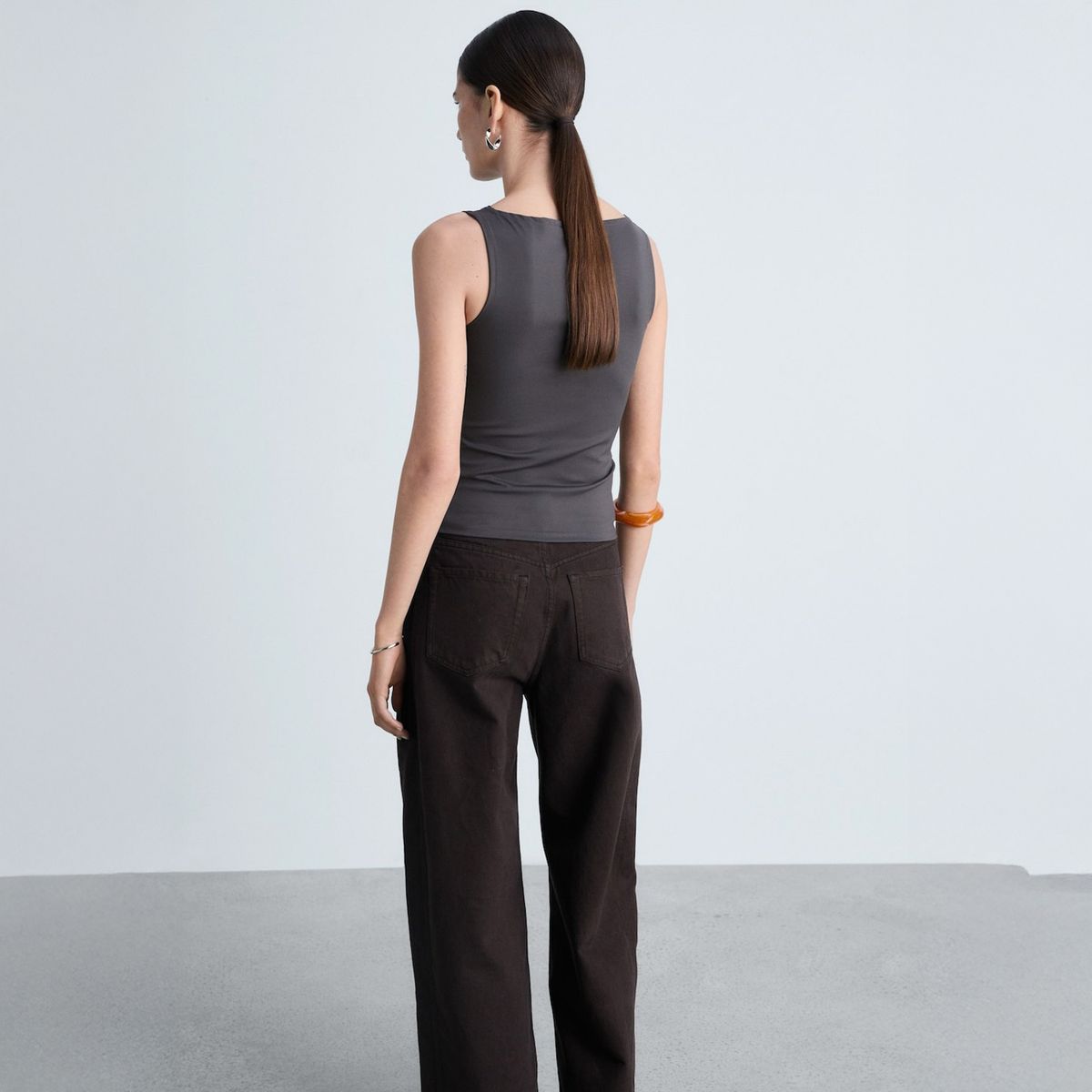 MANGO - Top Tirantes Cuello Barco Mujer Mango