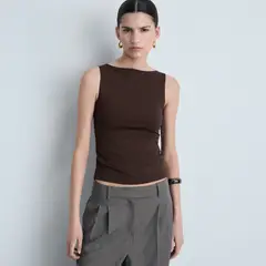 MANGO - Top Tirantes Cuello Barco Mujer